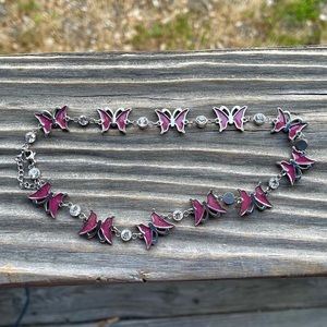 Pink jelly butterfly necklace